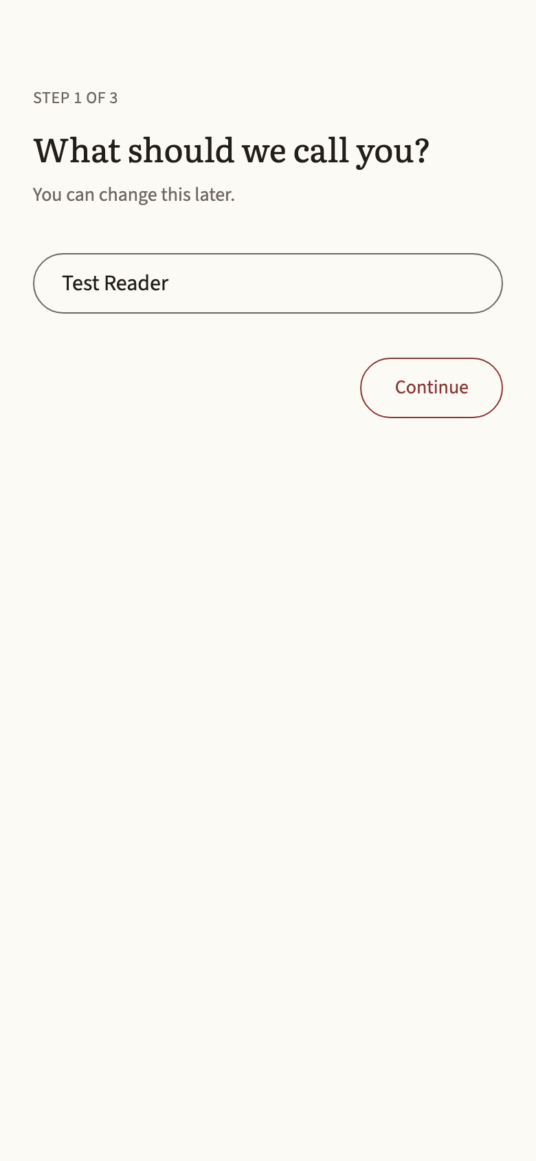 The onboarding screen asking which language to read and at what level